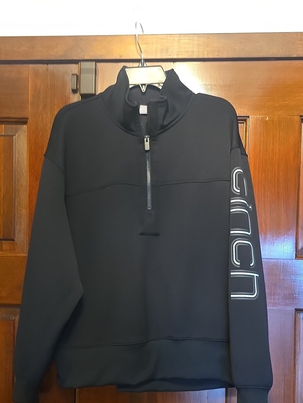Cincj Black Half-Zip Sweater with Sleeve Logo